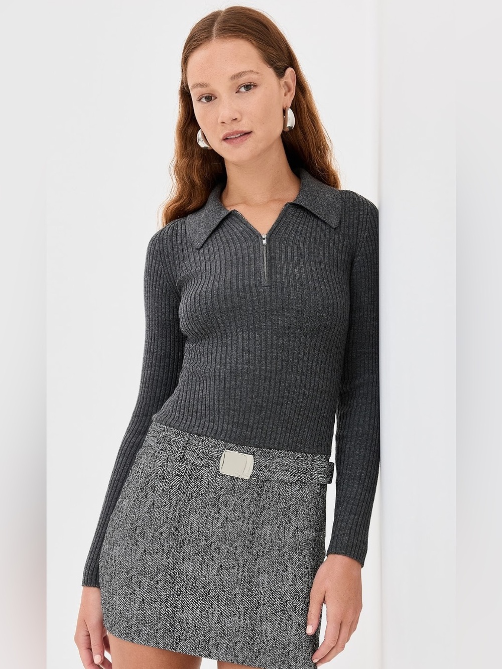 STAUD Platt Long Sleeve Mini Dress